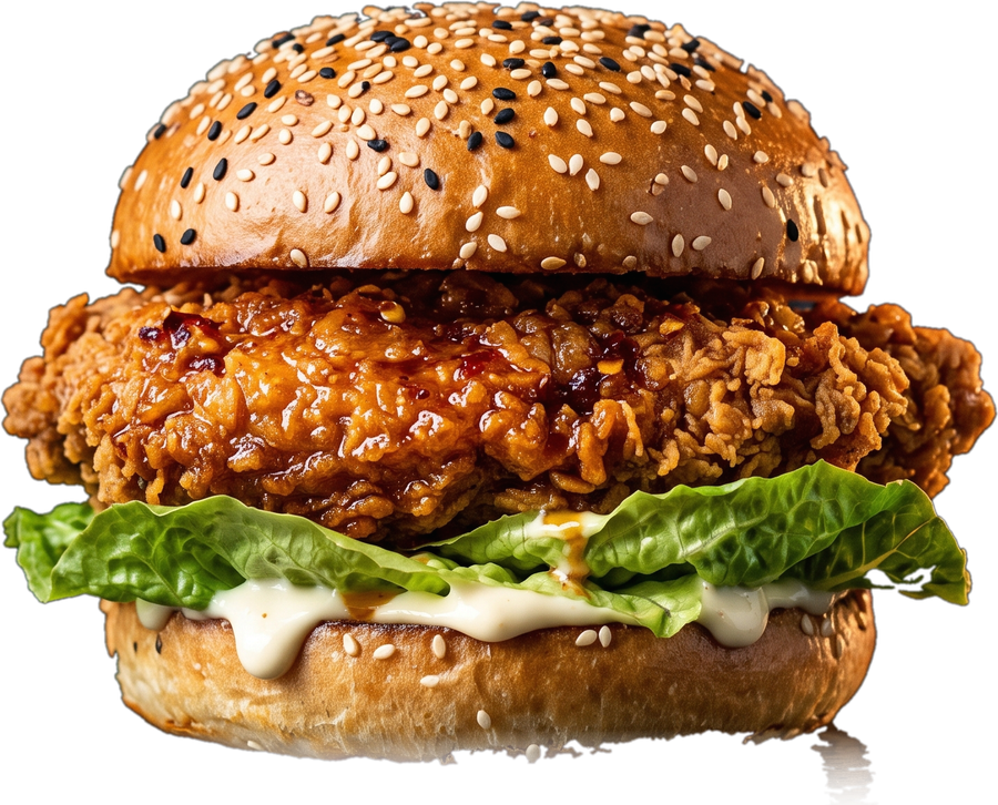 Jester's Inferno spicy fried chicken burger